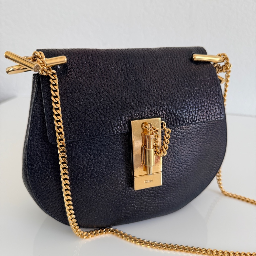 CHLOÉ DREW SHOULDER BAG IN SMALL GRAIN LAMBSKIN BLACK - Picture 2 of 16